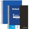 Oxford 10388 - Quaderno a spirale, 5 soggetti, fogli di carta a righe, copertina in plastica resistente, 200 fogli, 5 tasche divisorie, 2 per confezione