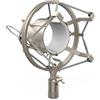 Audibax Spider Silver - Shock Mount per Microfono - Spider Antivibrazione a Sospensione per Microfoni da Studio - Clip con Staffa di Montaggio da Diametro 46 a 48 mm - Colore Argento
