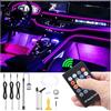 QAUBEN Auto illuminazione ambiente fibra ottica 8 colori musica suono attivo con RF telecomando auto kit di illuminazione dell'atmosfera decorativa DC 12V 1W 4m