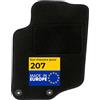 DBS - Tappetini per auto su misura - adatti per Peugeot 207/207 SW / 207 + (04/2006-06/2014) - antiscivolo: clip di fissaggio e - tappetino conducente - tappeto - nero