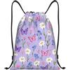 Zelinge Zaino con coulisse Borsa Sport Gym Sack, Fantasia Fiore Farfalla | Borsa a tracolla per yoga, danza, viaggio
