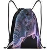Zelinge Zaino con coulisse Sackpack Gym Sackpack, Elefante Neon Fantasy, S | Borsa con coulisse per sport, campeggio, viaggi, danza