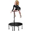 Hauki Trampolino Fitness Indoor con Maniglia Ø102cm/Ø122cm, Regolabile in Altezza, Capacita 150 kg Tappeto Elastico Silenzioso per Adulti, Mini Trampolino con Bungee, Rebounder per Esercizi a Scelta