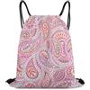 Morbuy Motivo Paisley Sacca Sportiva Zaino a Sacco (Rosa) | Stampa Zaino Traspirante con Coulisse Sportivo Leggero Traspirante per Palestra, Scuola, Viaggi, Uomo Donna Unisex