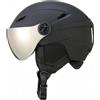PETSOLA Casco con Visiera Antiurto | Calotta in PC Polipropilene, Casco da Simbolo Distintivo Visiera, per Snowboard, Sport Invernali, Nero, L