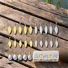 Wodsty Set di 25 lame rotanti fai da te per esche da pesca, in metallo | 25 pezzi canna da pesca Spinner Blade Kit in metallo Vane fai da te Pesca Artificiale Accessori Willow Water Drop Oro Argento