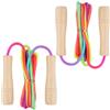 Chixenn 2 Pezzi Corda per Saltare, Funicella Regolabile, Arcobaleno con Manici in Legno Classici, Fune Intrecciata per Fitness, Esercizi, Allenamento, Gioco, Uso Quotidiano e Attività Outdoor