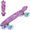 ERNAN Skateboard 22in Mini Cruiser Skateboard Completo retrò per bambini, ragazzi, adolescenti, adulti, principianti, ruote luminose a LED,carico massimo 99,8 kg (Deep purple)