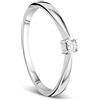 Orovi Anello Donna Solitario in Oro Bianco con Diamante Taglio Brillante Ct 0.05 Oro 9 Kt / 375