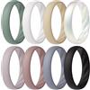 ThunderFit 8 eleganti anelli di fidanzamento in silicone da donna, larghezza 4 mm, spessore 0,3 cm, anello in gomma traspirante