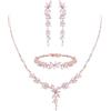 EVER FAITH Set di gioielli con zirconi cubici per damigella d'onore, elegante foglia di marchese fiore collana di nozze orecchini pendenti set da donna