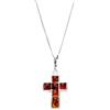 Sayers London Argento sterling e ambra baltica croce ciondolo/pendente e 32 pollici, cod. BCA-074-32