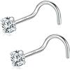 PunkTracker 20g 14K vero oro naso anelli CZ diamante finto naso borchie ipoallergenico narice naso piercing gioielli per donne uomini