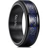 King Will Intertwine - Anello da uomo in acciaio inossidabile, 8 mm, con catena centrale, colore: nero e blu