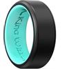 King Will Anelli in silicone per uomini e donne, fedi nuziali in gomma, motivo unico, larghezza 8 mm, spessore 2,2 mm, anello comodo, nero e bianco