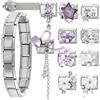Dihope Bracciale Italiano Charm Bracelet Dorato Argento, Set Bracciale Modulare in Acciaio Inossidabile Rimovibile Fai da Te Charm Italiano Bambina Ragazzo