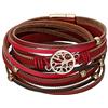 Cupimatch Bracciale con albero della vita multistrato in stile boemiano con fibbia magnetica, bracciale intrecciato in pelle per uomo e donna, quattro stili, rosso, marrone, blu, grigio, colore: rosso