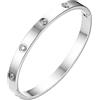 Flongo - Bracciale in acciaio inox lucidato, da donna, con catena intarsiata di zirconi, regalo di compleanno, matrimonio, fidanzamento e Acciaio inossidabile, colore: Argent, Modèle 3, cod. F104028