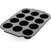 GreenPan Bistro Stampo Muffin 12, Rivestimento Ceramico Antiaderente, Senza PFAS, Acciaio Alluminato, Adatto Forno 230 °C, Nero