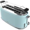 Cecotec Tostapane 4 Fette Toast&Taste 1600 Retro Double Blu, 1630 W, 2 Slot Larghi da 3.8 cm e Lunghi, Acciaio Inossidabile, Aste Superiori, Potenza Regolabile, Vassoio Raccoglibriciole