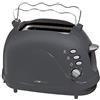 Clatronic TA 3565 - Tostapane a 2 fette, alloggiamento Cool-Touch, supporto per panini (integrato), funzione di riscaldamento, funzione scongelamento, funzione di arresto rapido, grigio