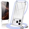 Coiwxmoi Cover per iPhone 18 Pro Max/iPhone 17 Pro Max con Cordino 6,9,Trasparente Custodia con Laccio Tracolla Corda Catena Cinghia,Ultra Morbido Silicone TPU Antiurto Case, Viola