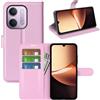 JIUNINE Cover a Libro in Pelle per XIAOMI Redmi 17C 5G, Rosa | Custodia Portafoglio Antiurto in Pelle Sintetica a Grana Litchi, Portacarte, Chiusura Magnetica, Supporto Regolabile
