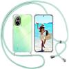 ISOI Cover con Cordino per Realme C67 4G, Custodia Trasparente con Collana Tracolla Laccio Collo Ultra Sottile Morbido TPU Silicone Antiurto AntiGraffio Antiscivolo Case, Verde