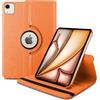 World biz Custodia rotante per iPad Air 13 M2 (2024) A2898 / A2899 / A2900, rotazione a 360 gradi Smart Cover con supporto, accensione e spegnimento automatico, iPad Air 13 (arancione)