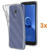 REY Pack 3X Cover in Gel TPU Trasparente per ALCATEL 1X 2018, Ultra Sottile 0,33 mm, Morbido Flessibile, Custodia Silicone