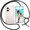 ISOI Cover con Cordino per Honor 40 5G, Custodia Trasparente con Collana Tracolla Laccio Collo Ultra Sottile Morbido TPU Silicone Antiurto AntiGraffio Case, Nero