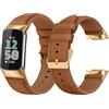 LanQii Pelle Cinturino Compatibile con Fitbit Charge 6/Fitbit Charge 5, Pelle Bovina Fibbia in Acciaio Inox Cinturino di Ricambio Cinturini per Fitbit Charge 6/Fitbit Charge 5, Marrone
