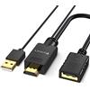 FOINNEX Adattatore HDMI a DisplayPort 4K@60Hz - Convertitore Con USB/Audio, Cavo Connettore per Xbox 360 PS4 PS3 NS