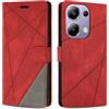 SONWO Cover per Xiaomi Poco M6 PRO 4G, Flip Caso in PU Pelle Case Cover Custodia con Slot per Schede e Supporto Stand per Xiaomi Poco M6 PRO 4G, Rosso