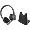 GEQUDIO Cuffie DECT e Bluetooth per FritzBox, GC-2, 2 orecchie, con base di | Stereo a 2 orecchie, con base di ricarica, controllo delle chiamate senza fili su FritzFon, DECT e Bluetooth, audio HD