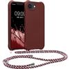 kwmobile Custodia Compatibile con Apple iPhone 17e / iPhone 16e Cover - Back Case in Silicone TPU - Protezione Smartphone con Cordino - viola bordeaux