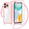 FERLAN Cover per Realme 8i con Cordino, 360 Gradi Antiurto Custodia con Protezione Schermo Integrata Trasparente Rugged TPU Bumper Doppia Protettiva Cover per Realme 8i -Rosa