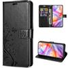 betterfon Custodia a portafoglio compatibile con ZTE Blade V70 Vita, in pelle PU, di alta qualità, con motivo floreale, colore nero