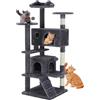 DUMOS Tiragraffi per gatti, grande, 135 cm, torre per gatti, albero di gatto con grotta, completo di sisal, scratching post, tiragraffi per gatti di qualsiasi età (grigio scuro)
