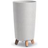 Prosperplast Vaso alto con gambe Gracia Tubus Slim Eco Wood, bianco, 23,9 x 23,9 x 44,5 cm