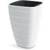 Prosperplast Vena - Vaso quadrato conico con serbatoio interno, bianco, 28,9 x 28,9 x 43 cm, per giardino, terrazza e balcone