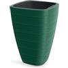 Prosperplast Vena - Vaso quadrato conico con serbatoio interno verde pino, 28,9 x 28,9 x 43 cm, per giardino, terrazza e balcone