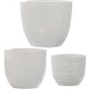 DRW Set di 3 vasi in ceramica bianco lucido, 20 x 18-25 x 32 e 30 x 28 cm
