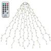 SALCAR Luci Albero di Natale con Telecomando, 1,5M 10 Fili 250 LED Luci Decorazione Natale per Albero con Anello, Impermeabile IP44 Luminarie Natalizie Cascata per Interno Esterno, Bianco Caldo