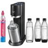 SodaStream Gasatore elettrico E-DUO con cilindro di CO2 Quick-Connect, con 1 bottiglia di vetro da 1 l e 2 bottiglie di plastica FUSE da 1 l (lavabile in lavastoviglie), colore: titanio