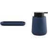MSV Vassoio Ceramica MAONIE Blu Scuro con Dispenser Sapone Blu Scuro | Vassoio e Dispenser Sapone · Set Bagno Coordinato · Finitura Blu Scuro Opaco · Facile da Pulire