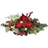 Flair Flower Composizione natalizia a LED con poinsettia, palline e timer, decorazione | Decorazione invernale con fiori di velluto rosso, bacche, verde abete e luce suggestiva per ambienti festivi.