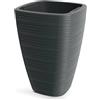 Prosperplast Vena - Vaso quadrato conico con serbatoio interno, 28,9 x 28,9 x 43 cm, per giardino, terrazza e balcone, colore: grigio scuro