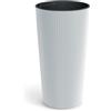 Prosperplast Vaso Lamia Slim alto rotondo con serbatoio interno bianco, 25 x 25 x 48 cm, uso interno ed esterno per giardino, terrazza e balcone