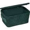 Wenko Cesta da bagno Anela con coperchio in design a corda per riporre e mettere in ordine strumenti e accessori da bagno, 100% poliestere, maniglia in pelle artificiale, 19 x 10 x 14 cm, verde scuro